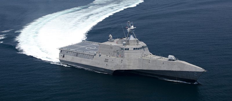090712-N-0000G-001
GULF OF MEXICO (July 12, 2009) The littoral combat ship Independence (LCS 2) underway during builder's trials. Builder's trials are the first opportunity for the shipbuilder and the U.S. Navy to operate the ship underway, and provide an opportunity to test and correct issues before acceptance trials. (Photo courtesy Dennis Griggs General Dynamics/Released)